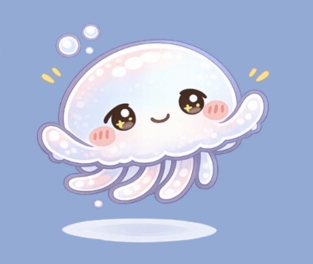 背景透過が完成したクラゲのLINEスタンプ